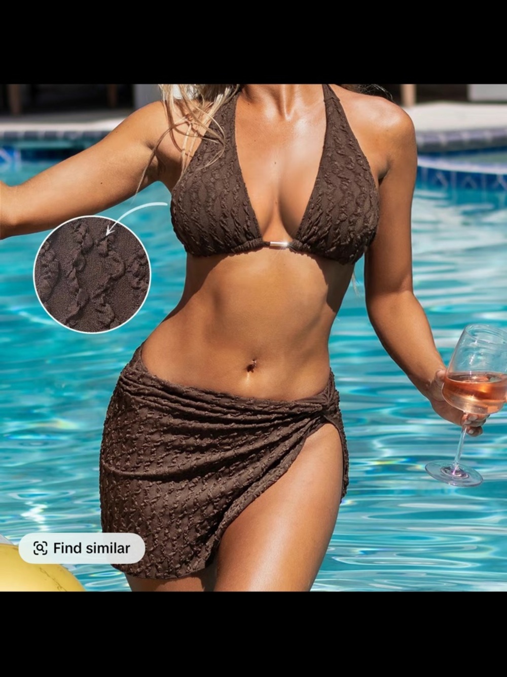 Like new CUPSHE 3-PIECE SET Bikini & Sculpting Sarong Skirt- Sz L